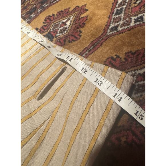 KUHO Korean Designer Wrap Midi Skirt in Beige & Yellow Stripes - Picture 6 of 7